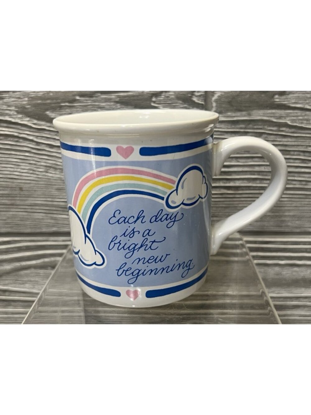 Vintage Pastel Rainbow Coffee Mug Cup New Beginning Designer Collection 3.5”
